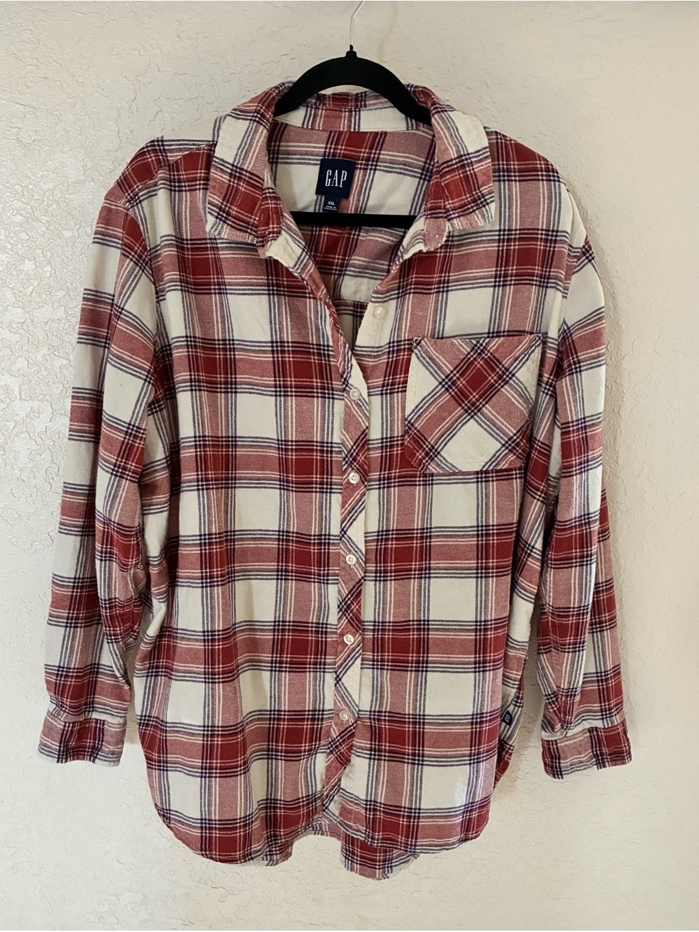 GAP Womens XXL Flannel Shirt Plaid Relaxed Fit Button Down Boyfriend Casual Top
